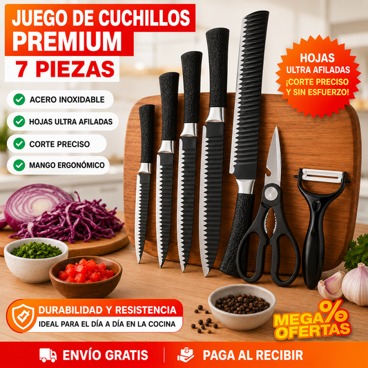 ChefMaster Titanium – Set Premium 7 Piezas - Corte Preciso y Máxima Durabilidad